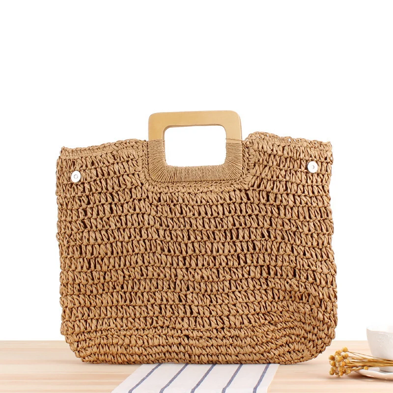 Makramee Tragetasche mit elegantem Holzgriff Skanto
