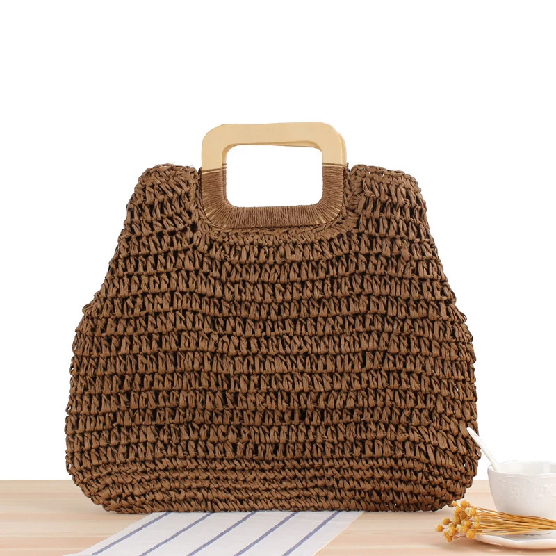 Makramee Tragetasche mit elegantem Holzgriff Skanto