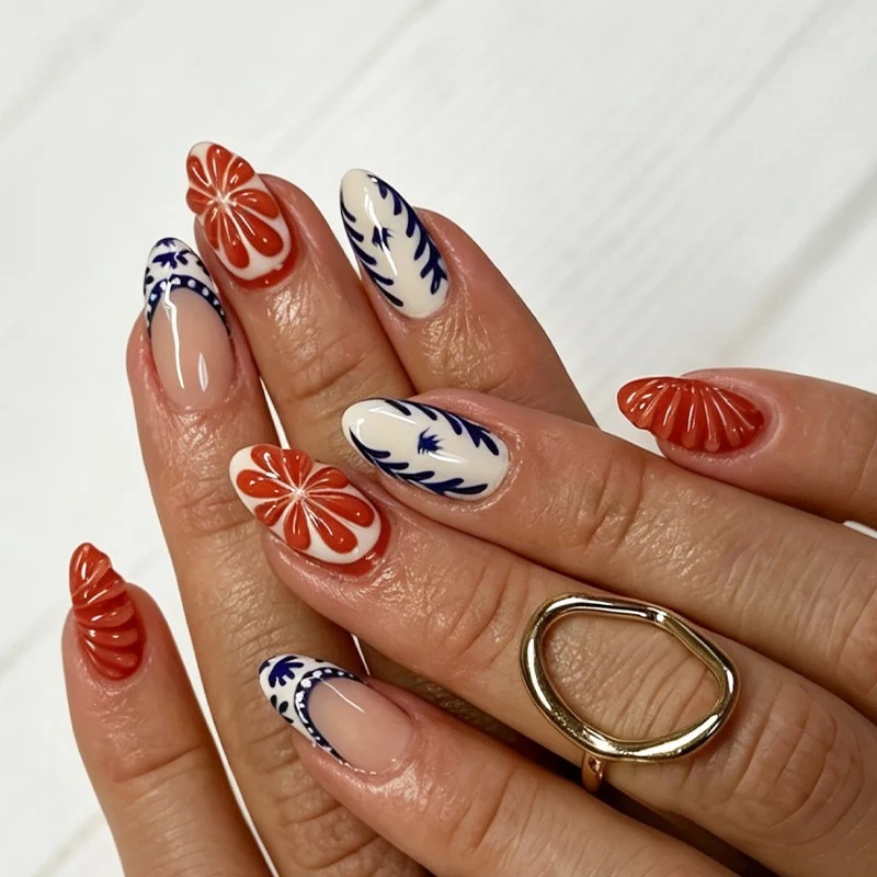 Kunstnagelset mit floralem Design Brehn