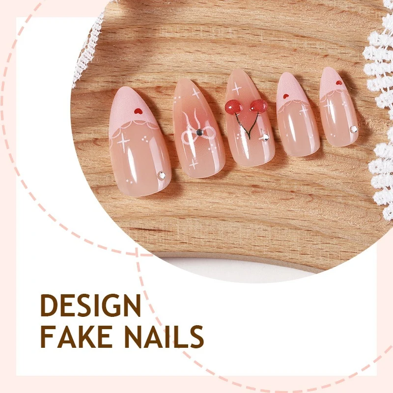 Kunstnagelset mit kreativen Blumen- und Herzdesigns Brehn