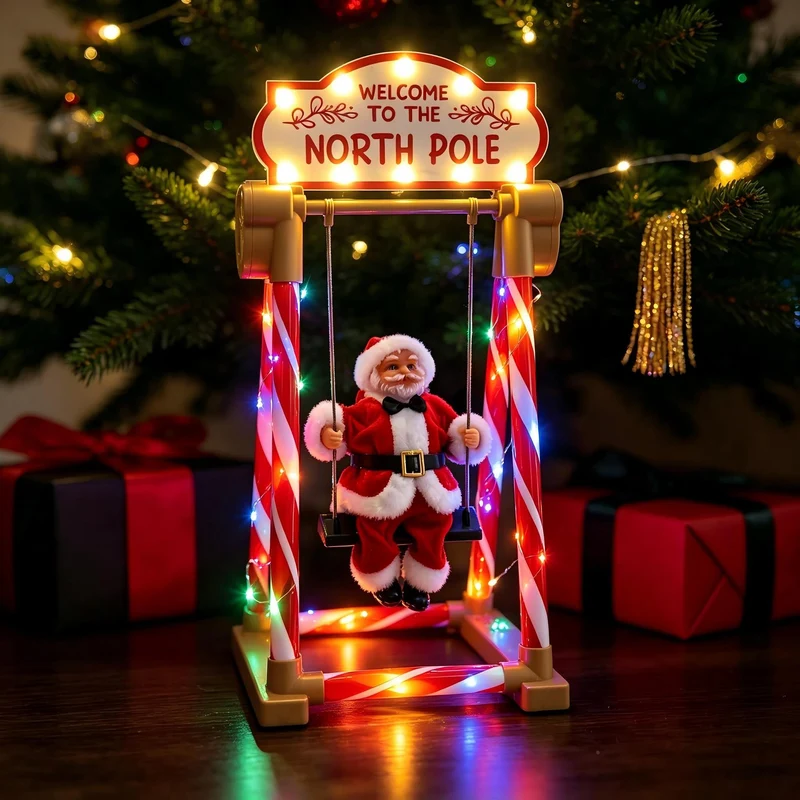 Dekorative Weihnachtsmann Figur auf Schaukel