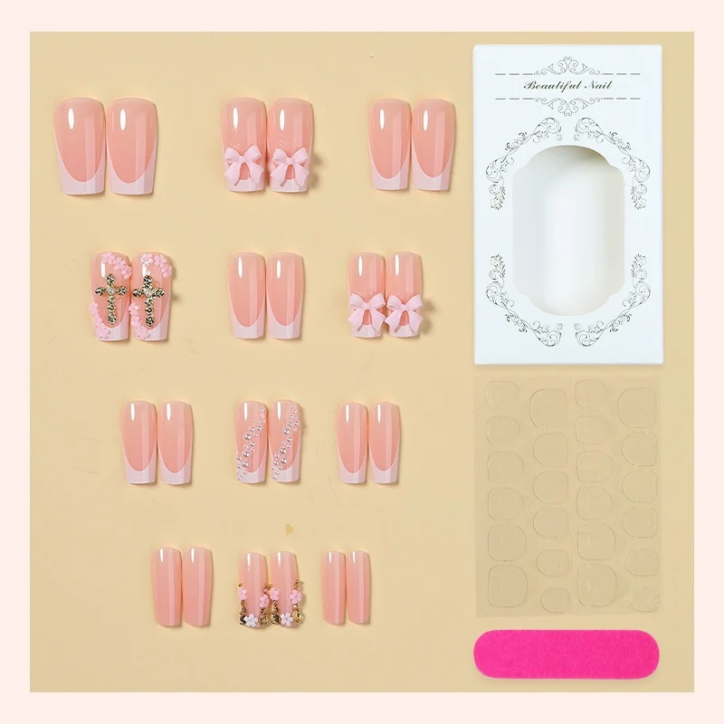 Kunstnagelset mit eleganten Schleifen- und Glitzerelementen Brehn