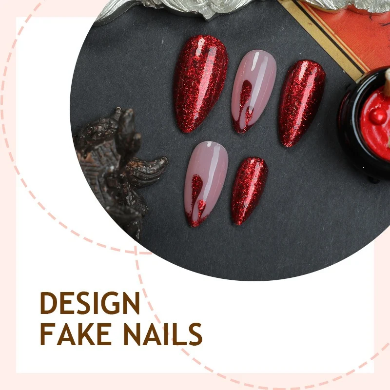Kunstnagelset mit funkelnden Glitzer- und klassischen Akzenten Brehn