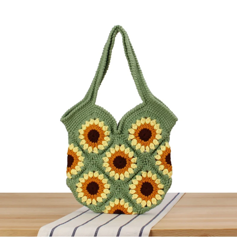 Kreative Häkeltasche mit einzigartigem Sonnenblumenmuster Skanto