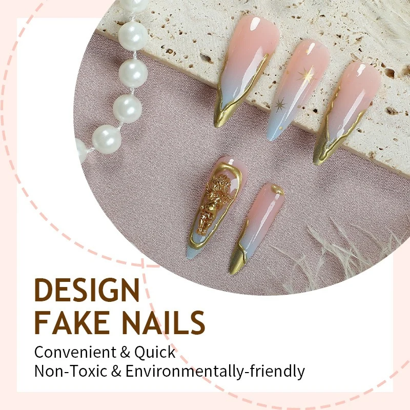 Kunstnagelset mit Eleganten Goldakzenten Brehn