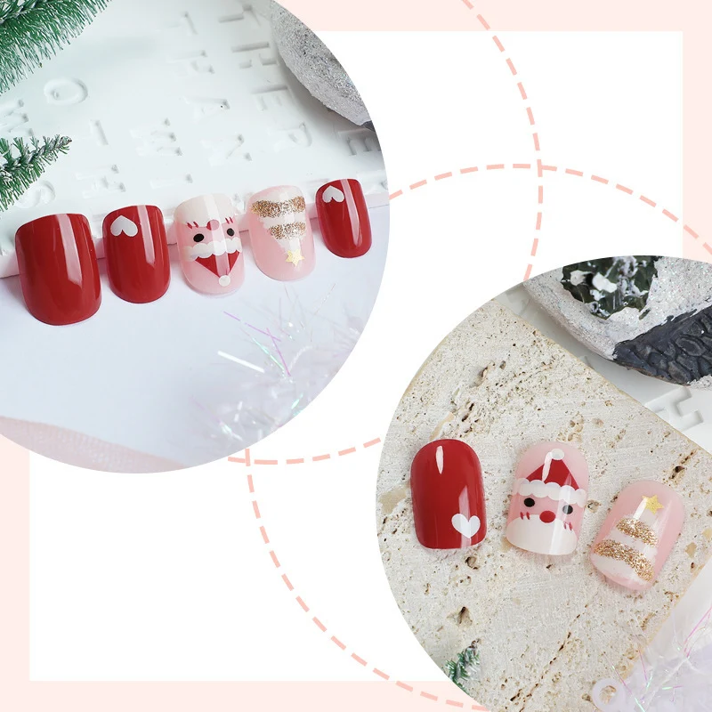 Kunstnagelset mit festlichen Weihnachtsmotiven und Glitzerakzenten Brehn