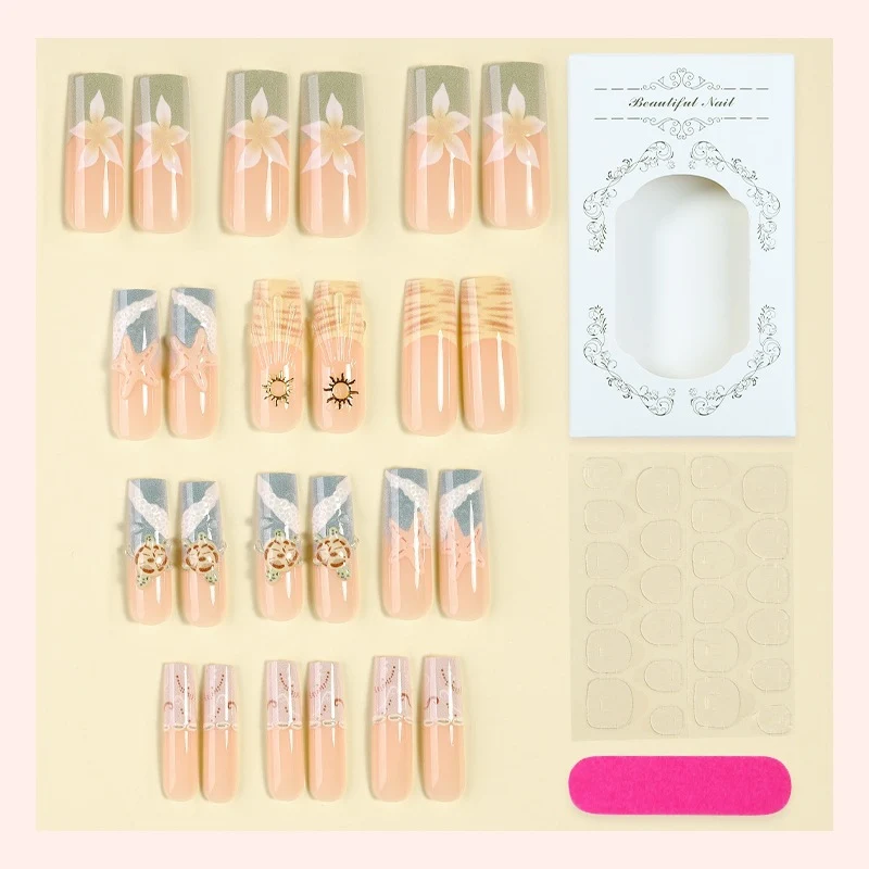 Kunstnagelset mit floralen und maritimen Mustern Brehn