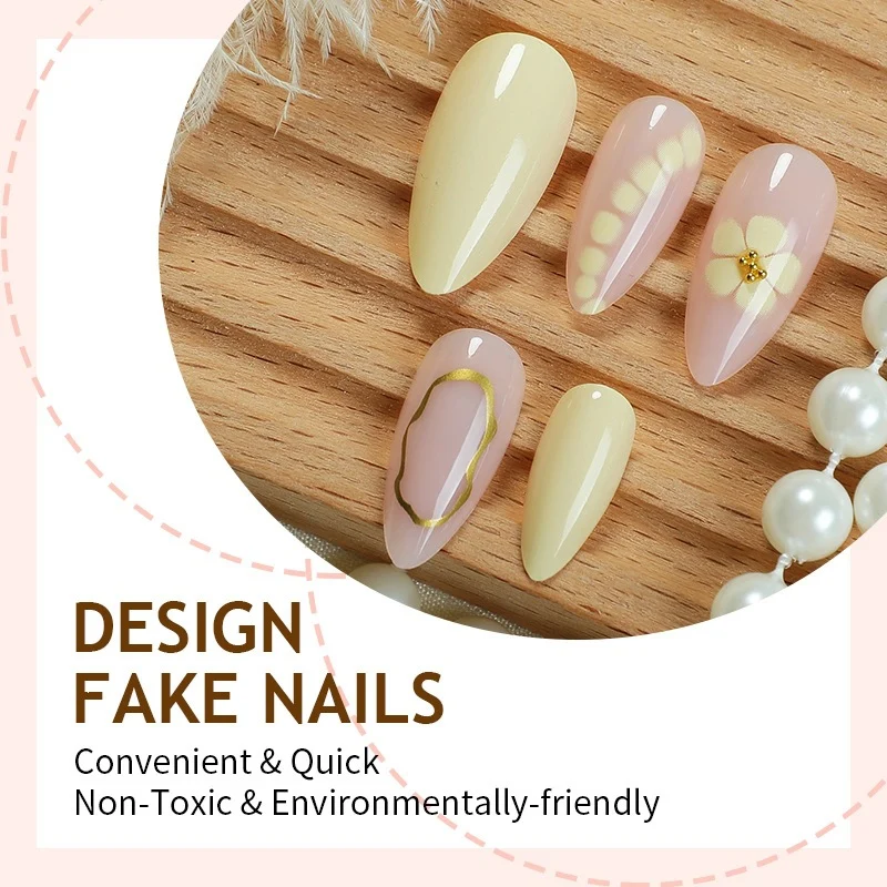Kunstnagelset mit eleganten floralen Mustern und hochwertigen Verzierungen Brehn