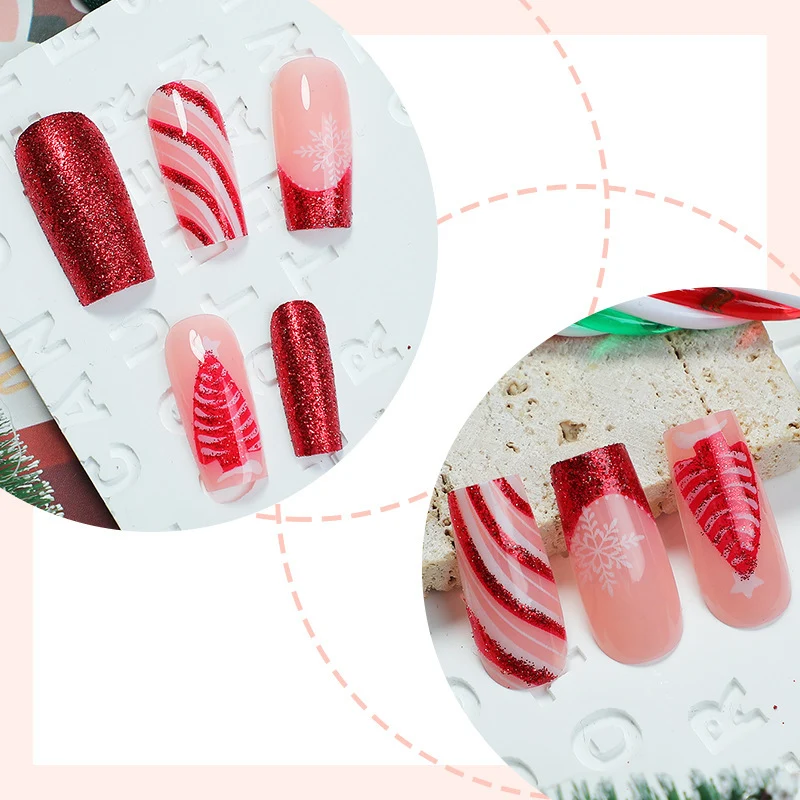 Kunstnagelset mit festlichem Glitzer und kreativen Weihnachtsmotiven Brehn