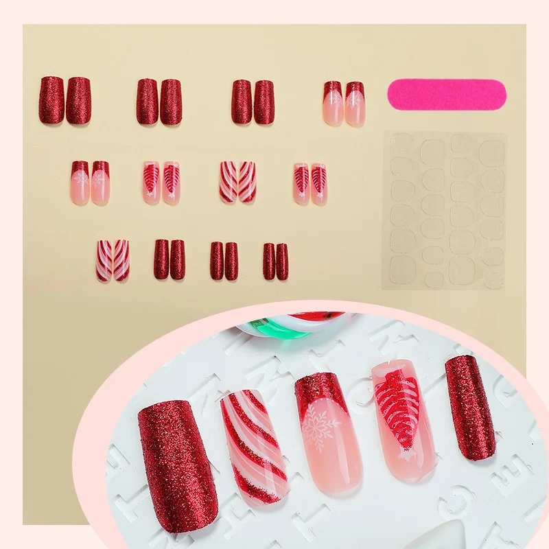 Kunstnagelset mit festlichem Glitzer und kreativen Weihnachtsmotiven Brehn