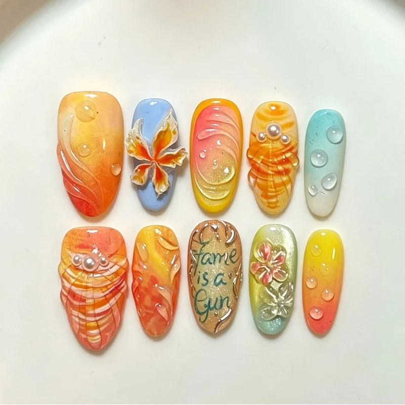 Kunstnagelset mit floralen und kreativen Designs Brehn