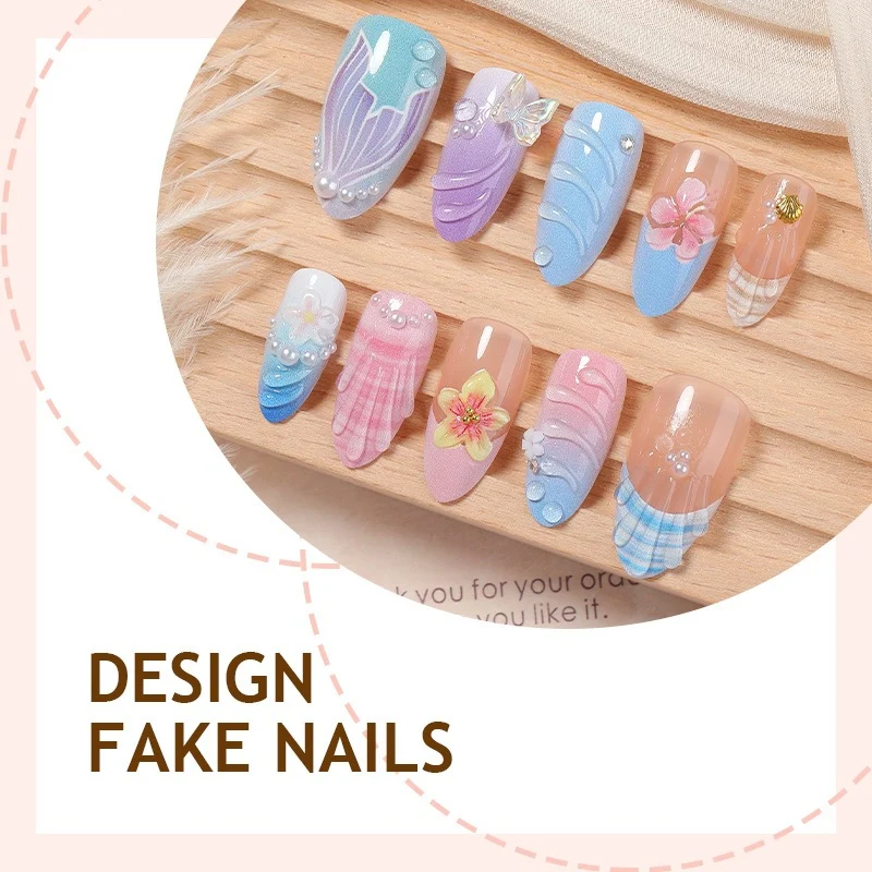 Kunstnagelset mit eleganten floralen Akzenten und kreativen Designs Brehn