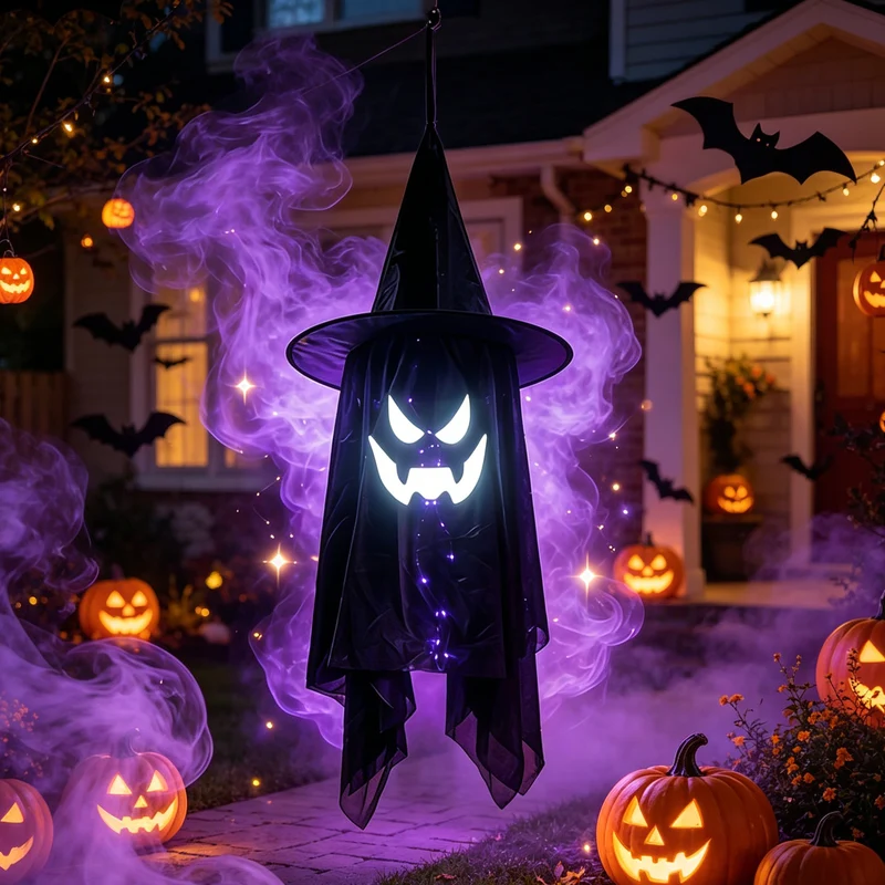 Gruselige Halloween Dekofigur mit leuchtenden Augen