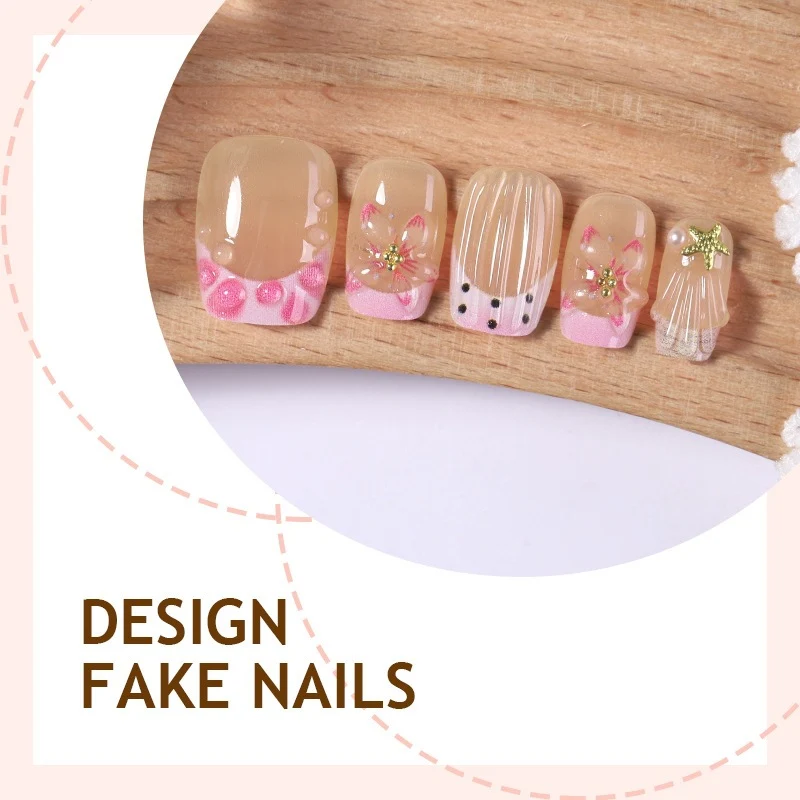 Kunstnagelset mit floralen Designs und eleganten Glitzerelementen Brehn
