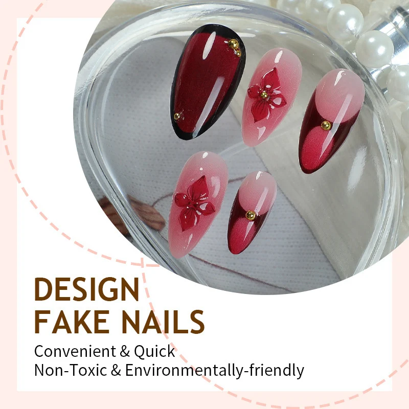 Kunstnagelset mit exquisite Blüten- und Glitzermotiven Brehn