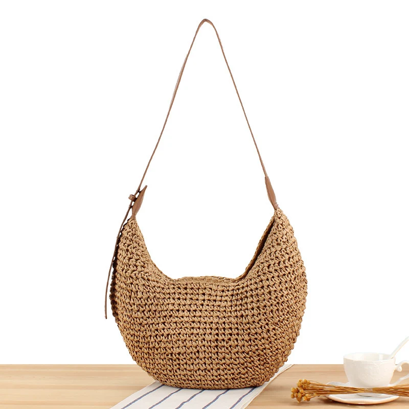 Handgefertigte Makramee-Tasche mit elegantem Lederakzent Skanto