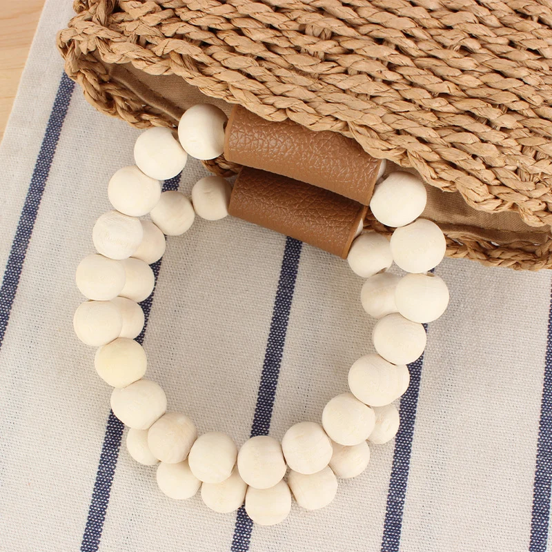 Handtasche in handgefertigter Naturflechtung mit elegantem Holzgriff Skanto