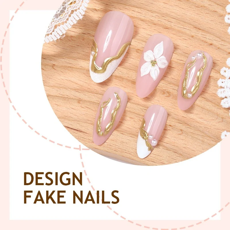 Kunstnagelset mit eleganter Blüten- und Glitzerverzierung Brehn