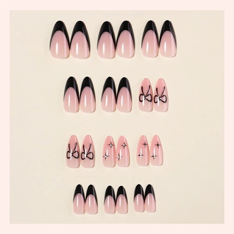 Kunstnagelset mit elegantem Ombre-Design und kreativem Schleifenmotiv Brehn