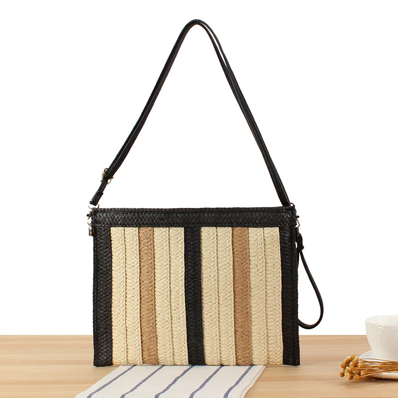 Handtasche aus geflochtenem Material mit stilvollem Streifenmuster Skanto