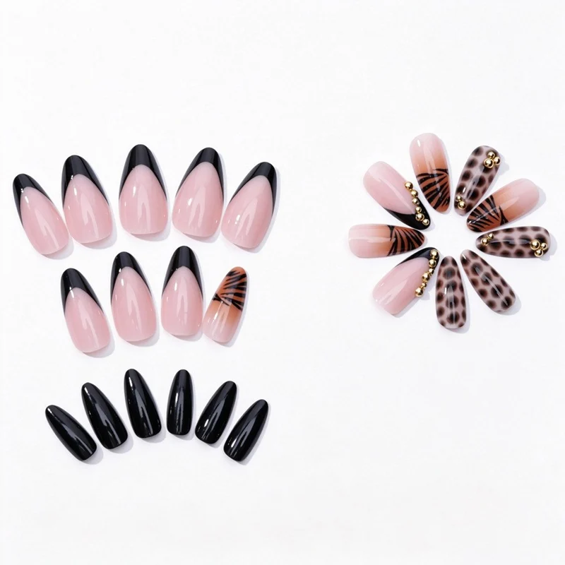 Kunstnagelset mit eleganten Tier- und Glitzermustern Brehn