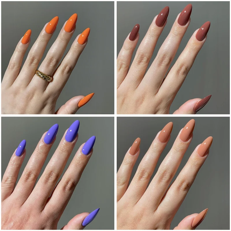 Kunstnagelset mit eleganten Stiletto-Spitzen und mattem Finish Brehn
