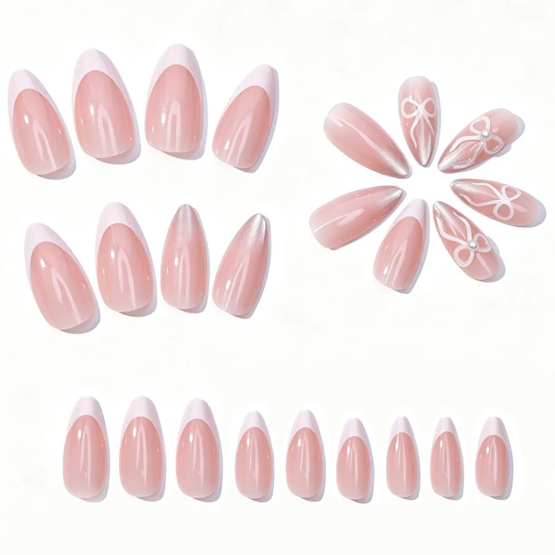 Kunstnagelset mit eleganten Spitzen und Glitzerakzenten Brehn