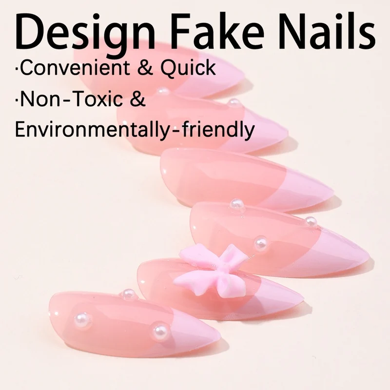 Kunstnagelset mit elegantem Glitzer- und Spitzen-Design Brehn