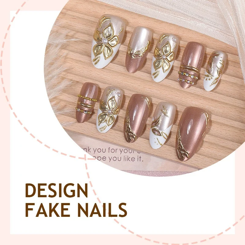 Kunstnagelset mit elegantem Blumen-Design Brehn