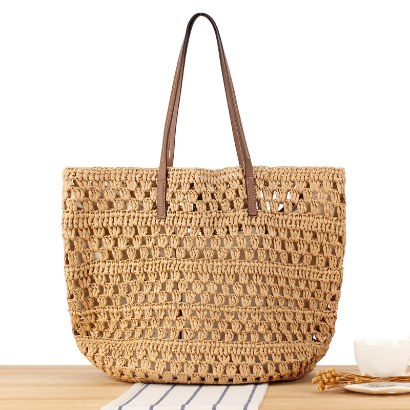 Handgefertigte Strandtasche aus Naturgeflecht Skanto