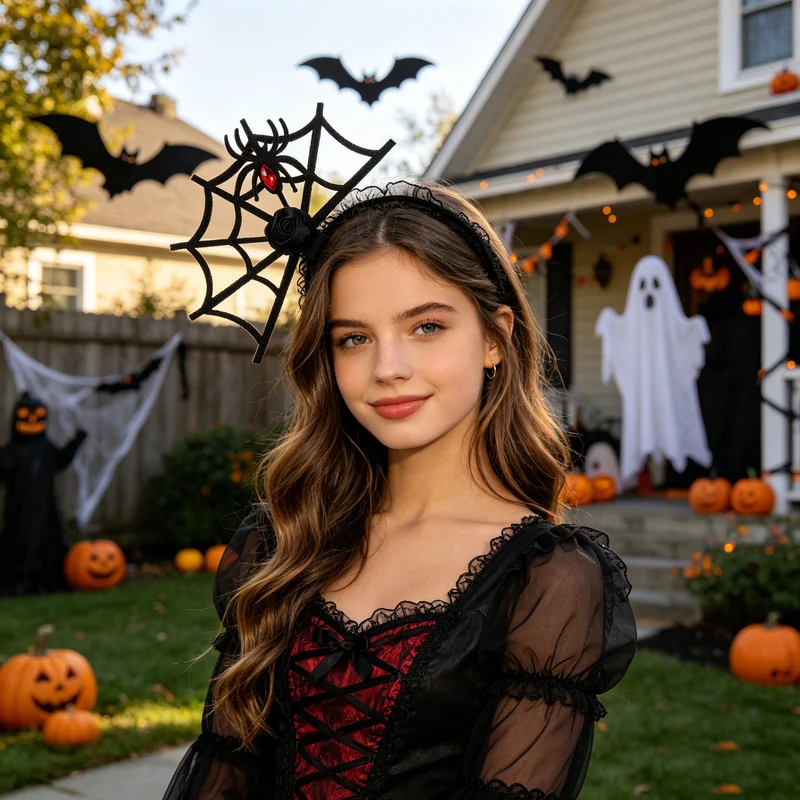 Halloween Haarreif mit Spinnennetzdesign