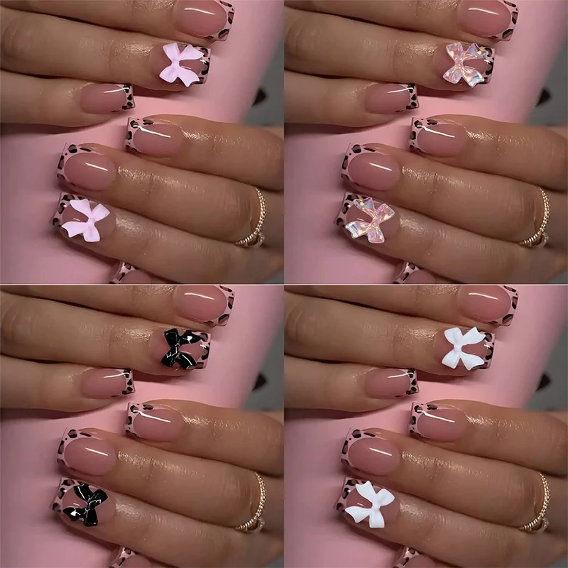 Kunstnagelset mit bunten Schleifen- und Leopardenmotiven Brehn