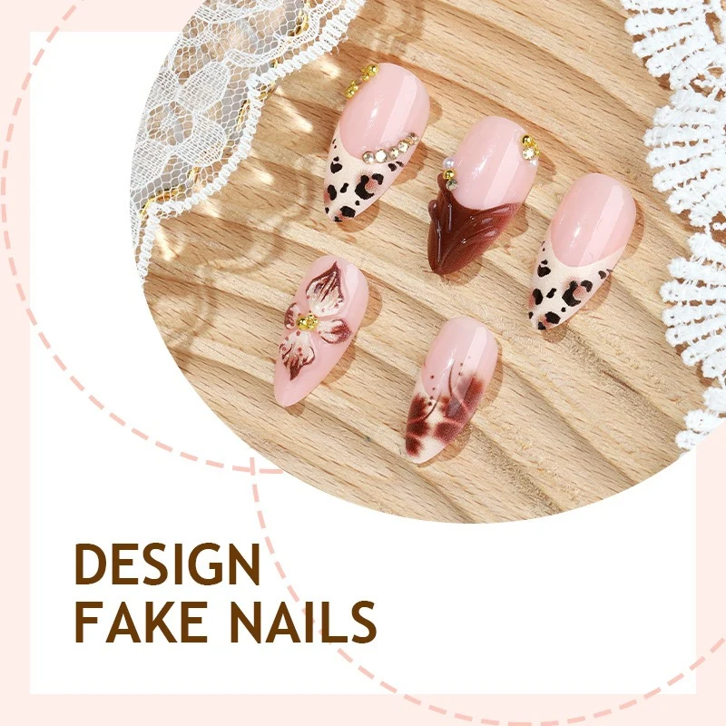 Kunstnagelset mit elegantem Tier- und Blumen Design Brehn