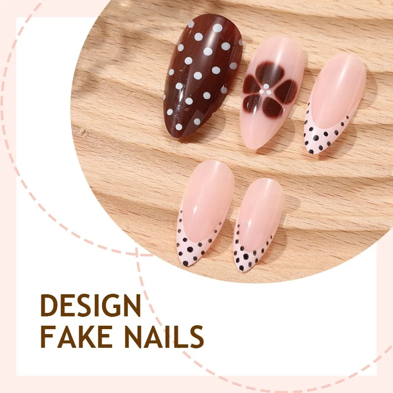 Kunstnagelset mit elegantem Punkt- und Blumen-Design Brehn