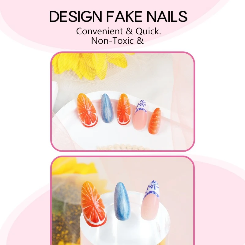 Kunstnagel-Set mit fruchtigen Motiven und bunten Designs Brehn