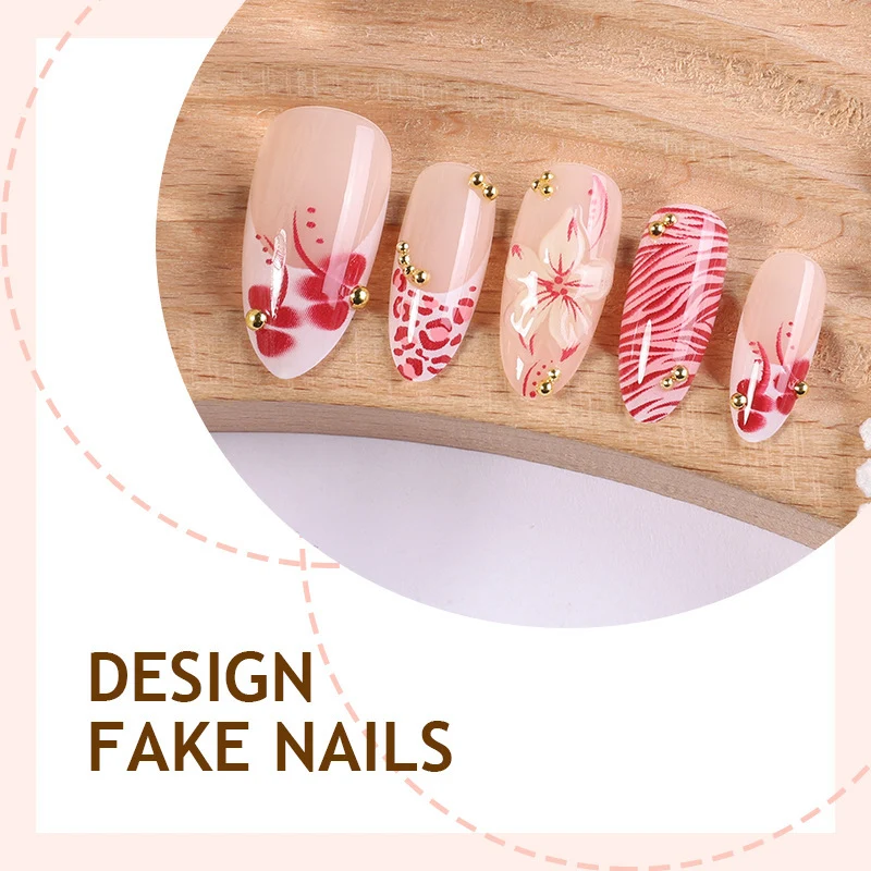 Kunstnagel Set mit floralen Designs und Glitzerelementen Brehn