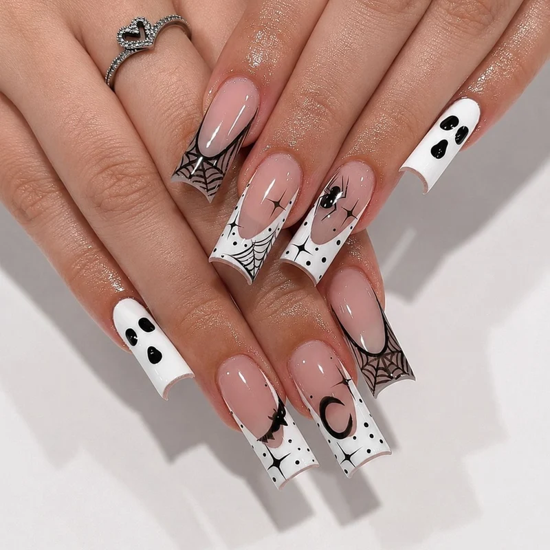 Kunstnagelset mit Halloween-Motiven und kreativen Designs Brehn