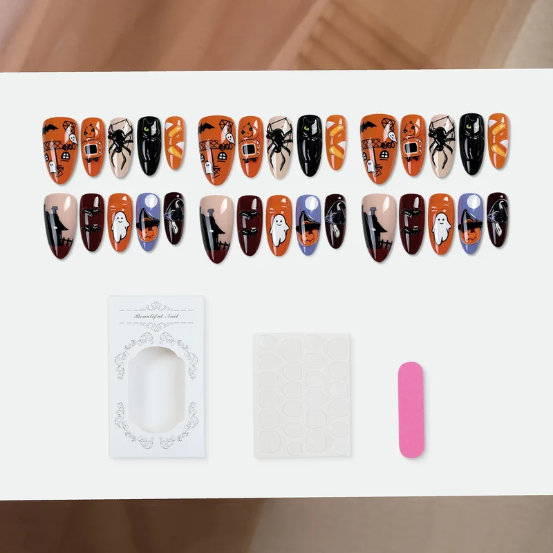 Kunstnagelset mit gruseligen Halloween-Motiven Brehn