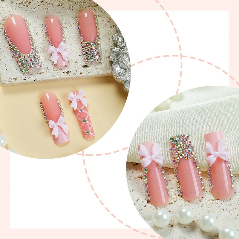 Kunstnagelset mit Glitzer- und Schleifenmotiv Brehn