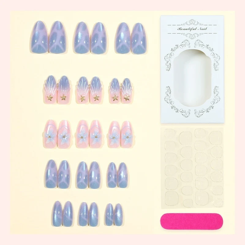 Kunstnagelset mit Glitzer- und Blumenmotiven Brehn