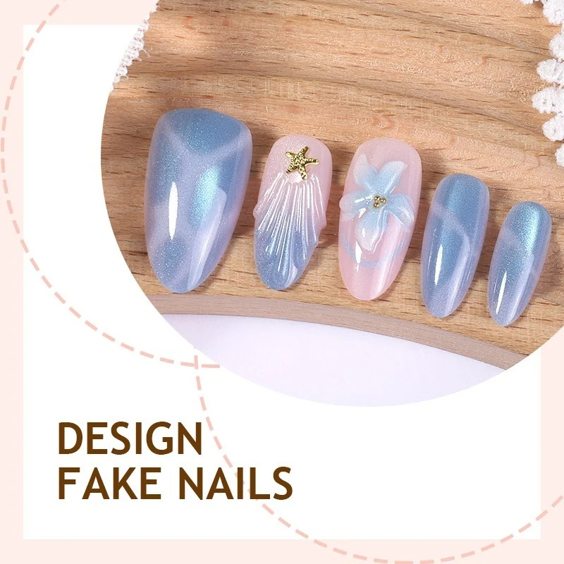 Kunstnagelset mit Glitzer- und Blumenmotiven Brehn