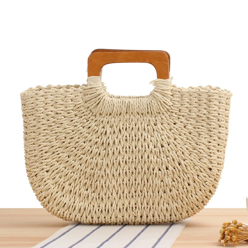 Geflochtene Strandtasche mit Holzgriff Skanto
