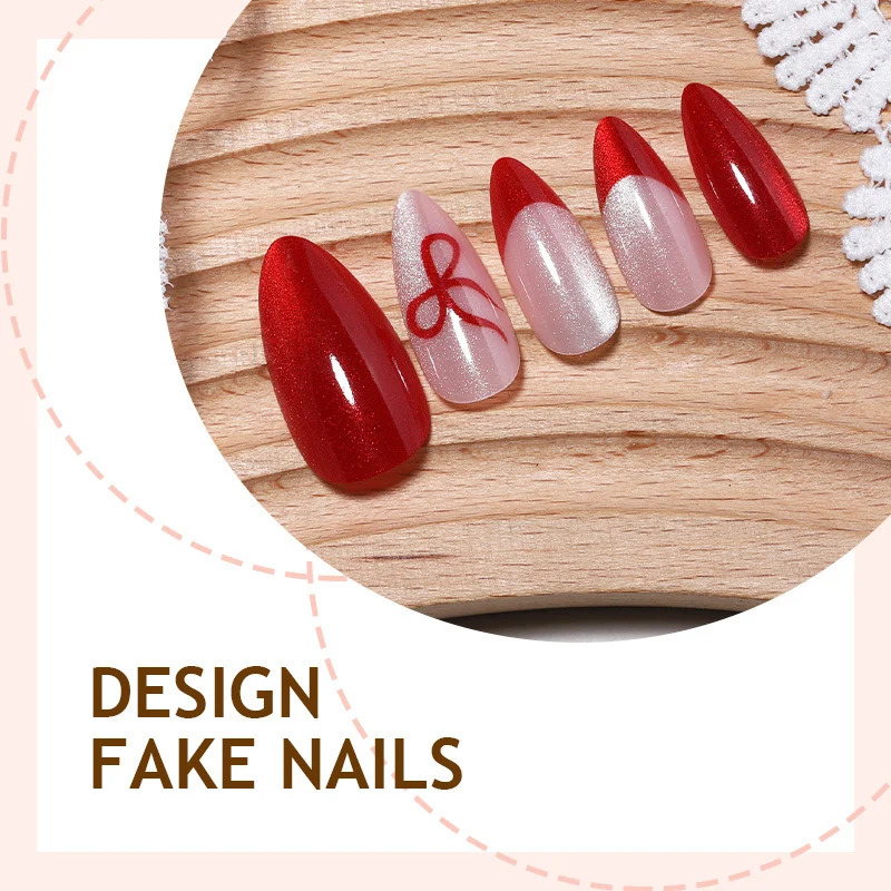 Kunstnagelset mit glamourösen Rot- und Rosé-Tönen Brehn
