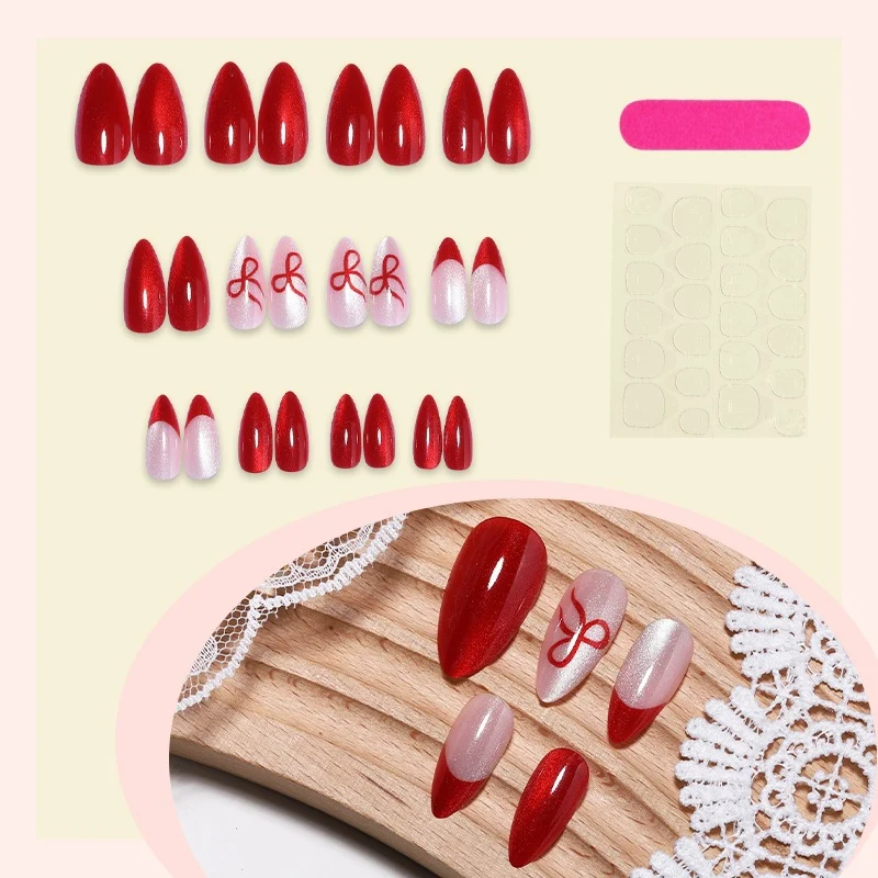 Kunstnagelset mit glamourösen Rot- und Rosé-Tönen Brehn