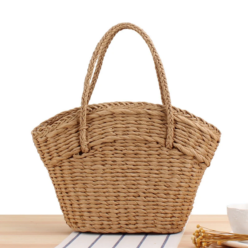 Geflochtene Stroh-Strandtasche mit robusten Griffen Skanto