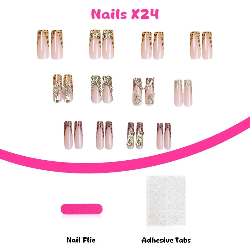 Kunstnagelset mit glamourösen Designs und 3D-Akzenten Brehn