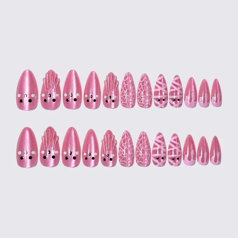 Künstliches Nagelset mit Halloween-Motiv und Glitzerakzenten Brehn