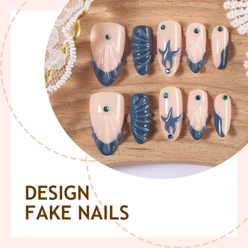 Künstliches Nagelset mit eleganten 3D-Motiven Brehn