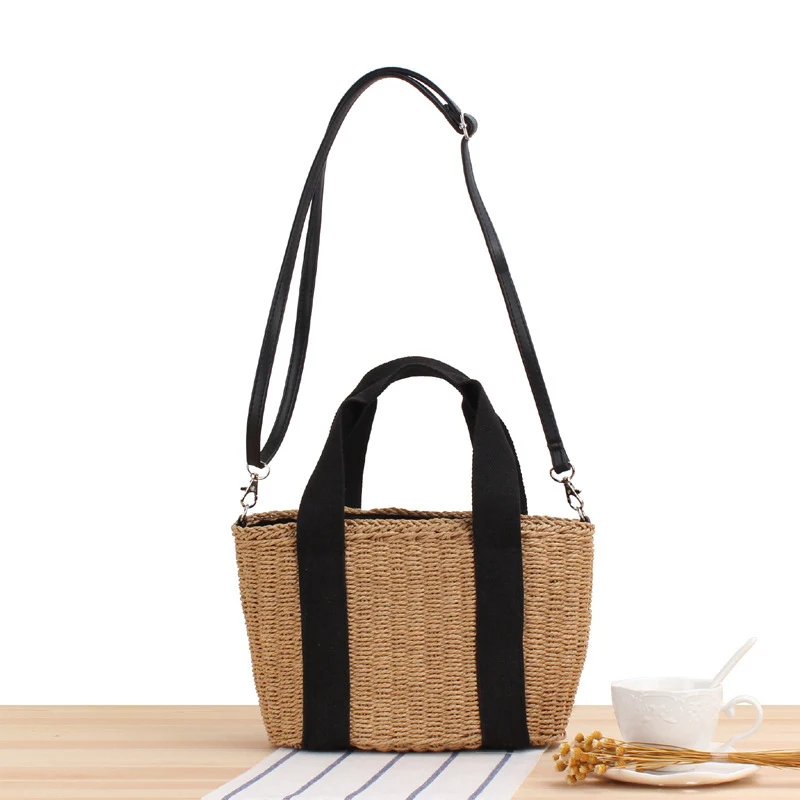 Elegante gewebte Handtasche mit kontrastierenden Riemen Skanto