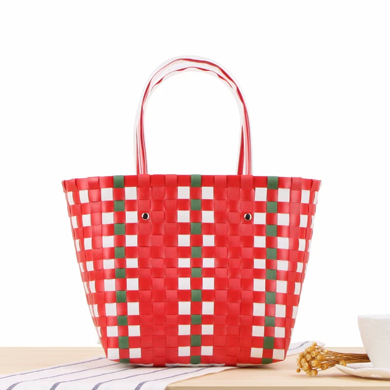 Geflochtener Shopper mit farbenfrohem Muster Skanto